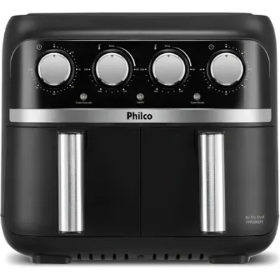 Fritadeira Air Fryer Dual Philco Pfr3000pi Duplo Cesto 8l Cor Preto